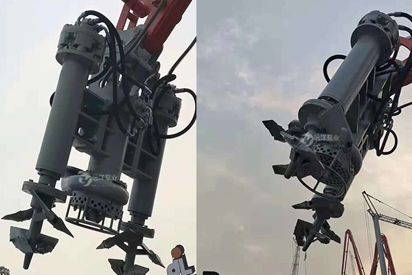 遠(yuǎn)洋牌潛水抽沙泵安裝在挖機(jī)上示意圖